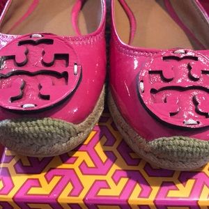Tory Burch Pink Patent Leather Espadrilles